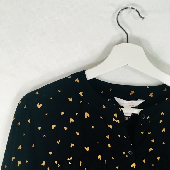 LC Lauren Conrad Heart Flounce Blouse Yellow Black - Picture 4 of 8